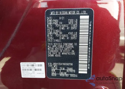 2022 Nissan Armada Platinum 2Wd z USA, uszkodzony, nr VIN JN8AY2DA1N9390786